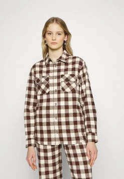 Bilancio ✔️ Karl Kani CHEST SIGNATURE FLANNEL - Camicia - Sand/brown, Donna 🧨