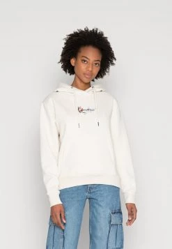 Nuovo π Karl Kani SMALL SIGNATURE FLOWER HOODIE - Felpa Con Cappuccio - Off White, Donna π§¨