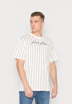 Acquistare 🎁 Karl Kani AUTOGRAPH PINSTRIPE TEE UNISEX - T-shirt Basic - Cream 🌟