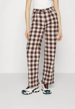 A buon mercato βοΈ Karl Kani RETRO WIDE LEG CHECK PANTS - Pantaloni - Sand, Donna β
