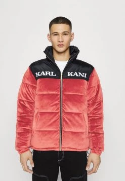Promo 💯 Karl Kani RETRO VELVET BLOCK PUFFER UNISEX - Giacca Invernale - Dark Red 🛒