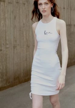 Vendita lampo 🛒 Karl Kani SMALL SIGNATURE GATHERED 👗 DRESS - Tubino - White, Donna 💯 -Sconto Karl Kani in Italia 56a787071dd74e4e90b9faa8b8cf8d1f