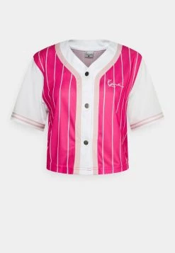 Nuovo π Karl Kani CHEST SIGNATURE PINSTRIPE βΎ BASEBALL - Felpa Con Zip - Pink, Donna π