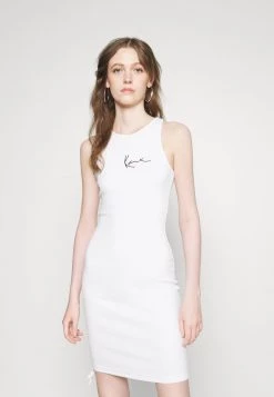 Vendita lampo π Karl Kani SMALL SIGNATURE GATHERED π DRESS - Tubino - White, Donna π―