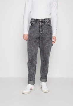 A buon mercato 𧨠Karl Kani RETRO MOON PANTS - π Jeans Baggy - Dark Grey, Uomo π