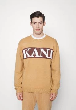 Vendita lampo 🎁 Karl Kani RETRO BLOCK KNIT CREW UNISEX - Felpa - Sand 🔔