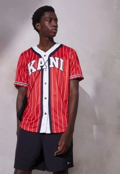 Bilancio ⌛ Karl Kani SERIF ⚾ BASEBALL 👕 SHIRT - Camicia - Red, Uomo 🤩